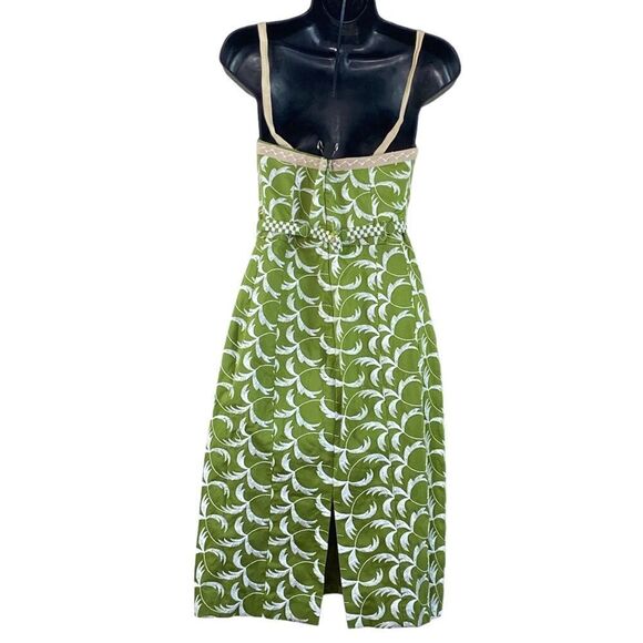 Nanette Lepore Embroidered Green Strapless Belted Midi Sheath Dress Sz S - Picture 6 of 16